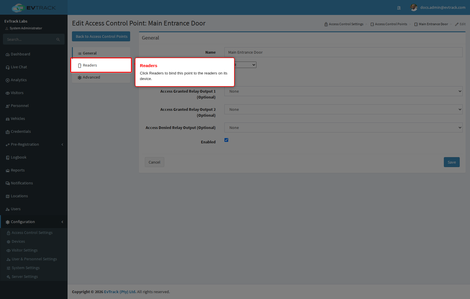 Access control point edit