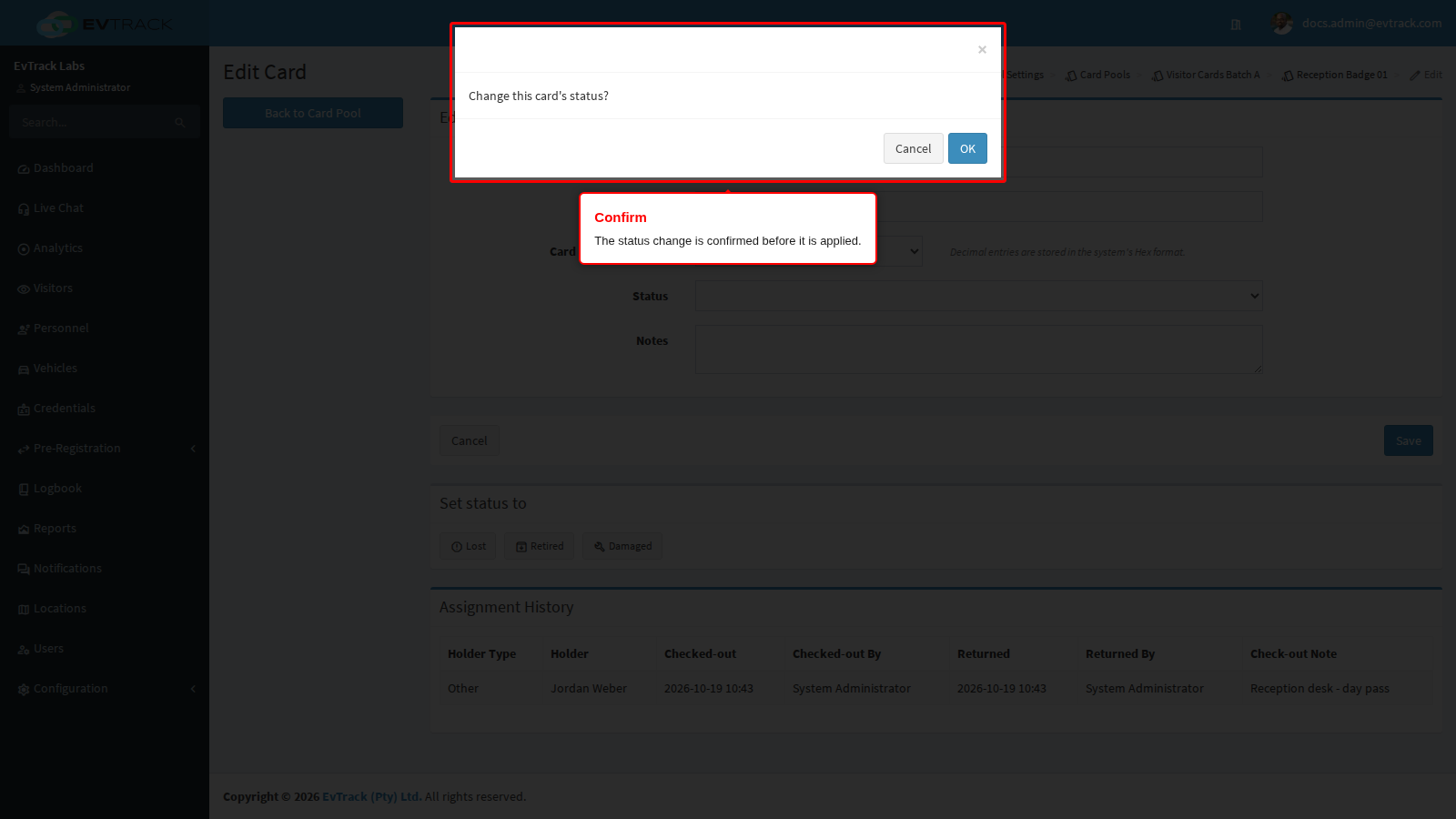 Lifecycle confirmation