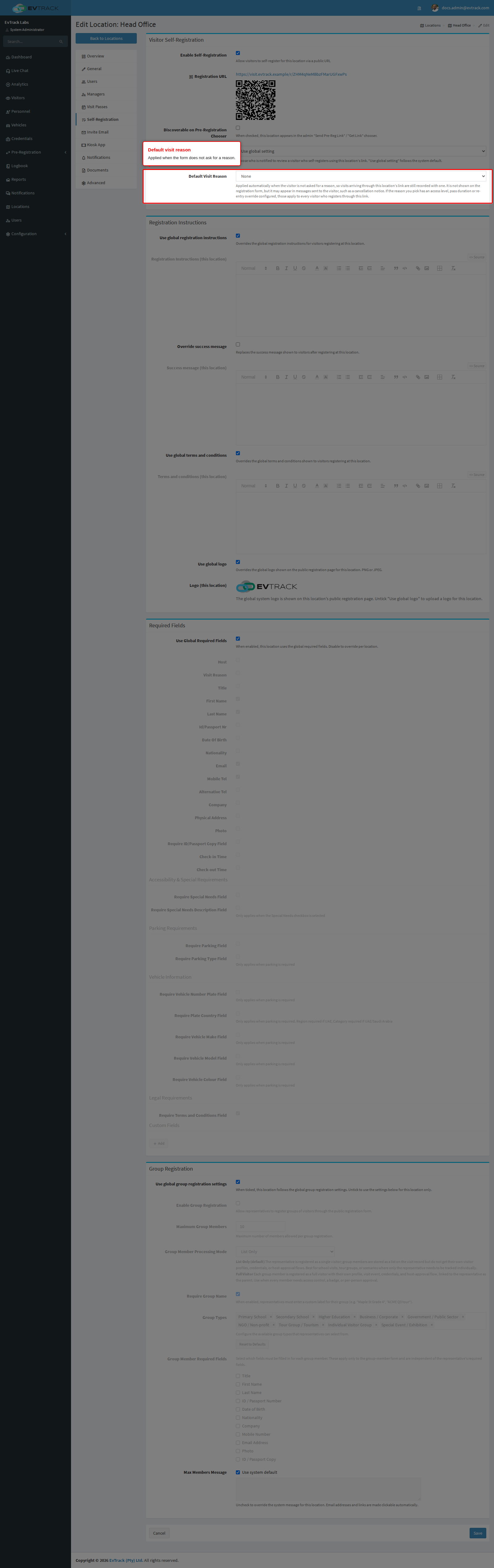 Default Visit Reason