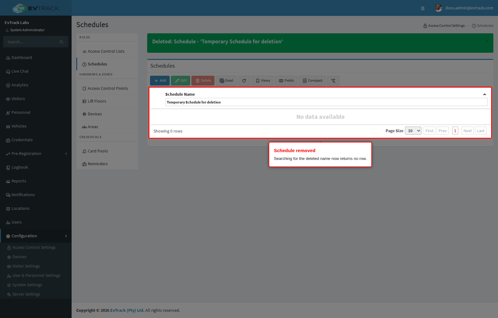 Schedule removed