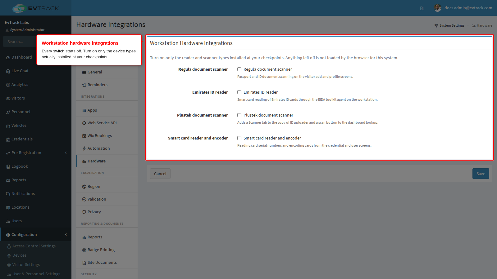 Workstation hardware integrations