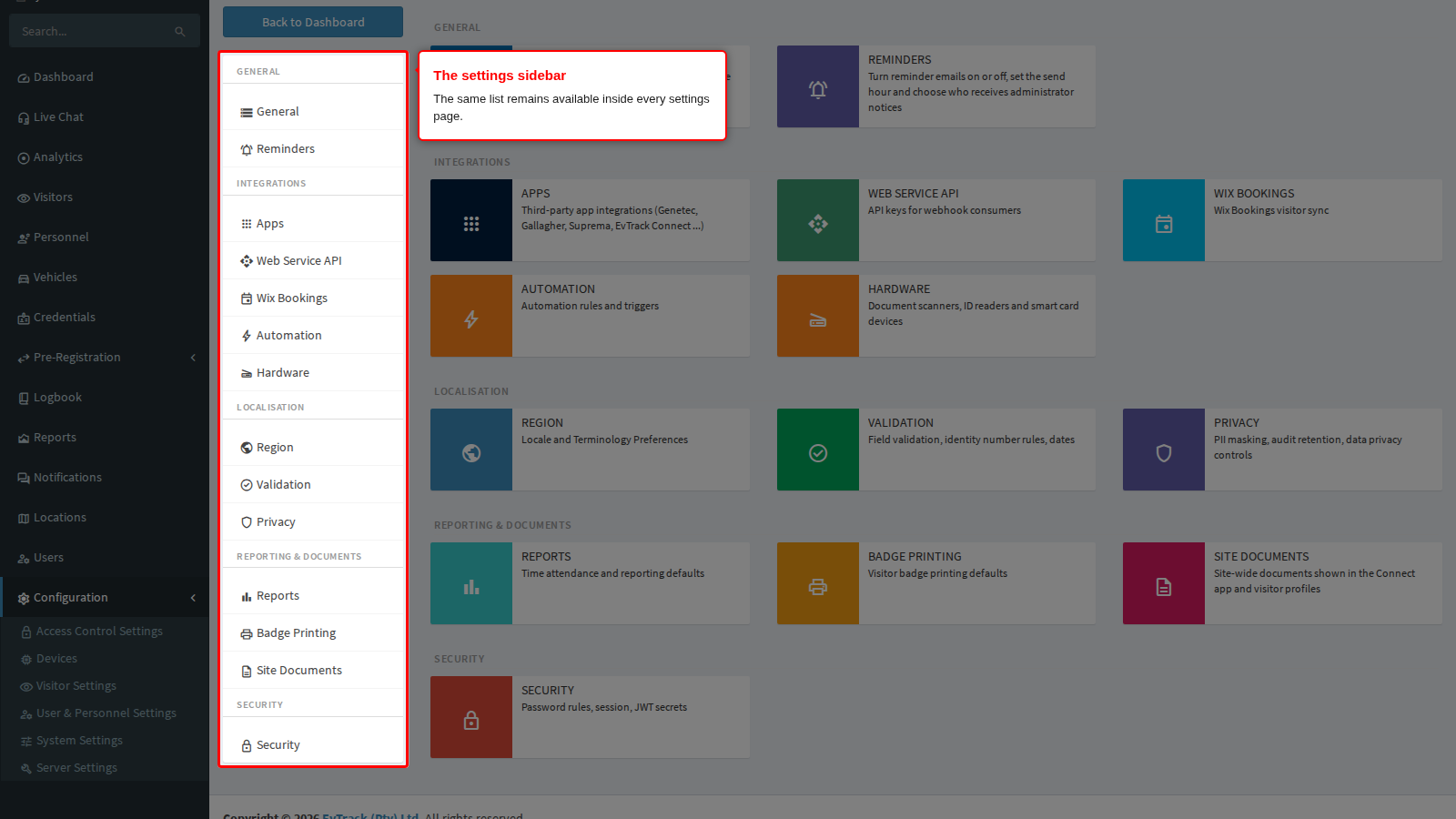 The System Settings sidebar