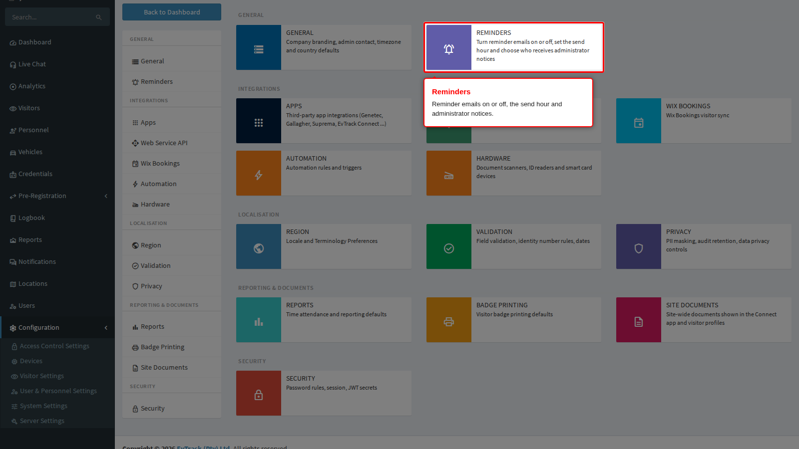The Reminders tile