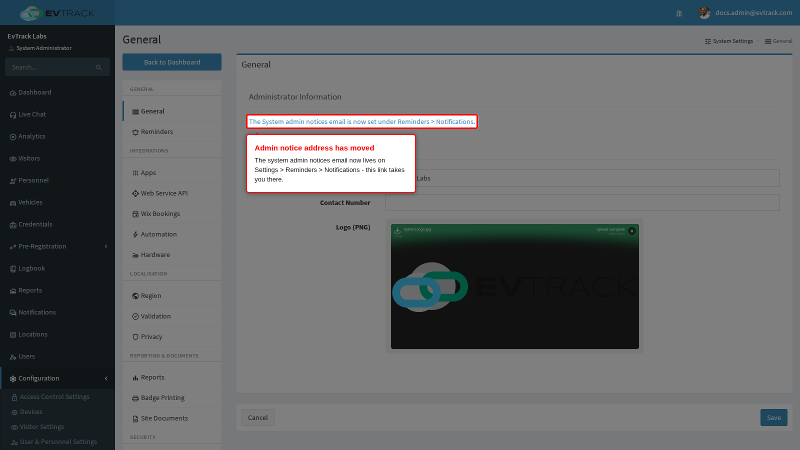 Link to the Reminders Notifications panel