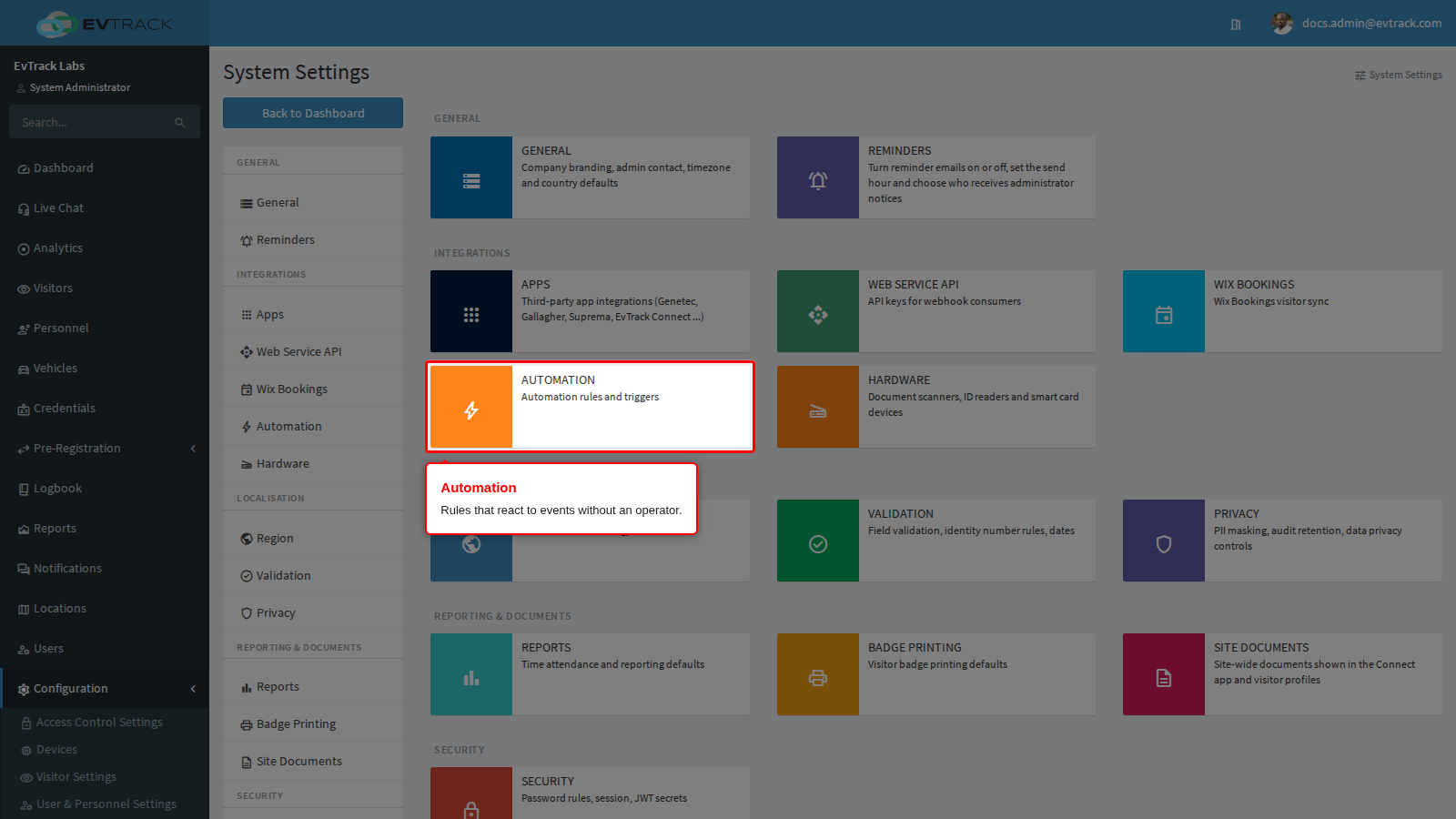 The Automation tile
