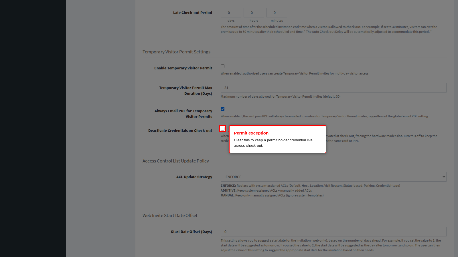 The permit credential sub-toggle on the Visit Pass panel