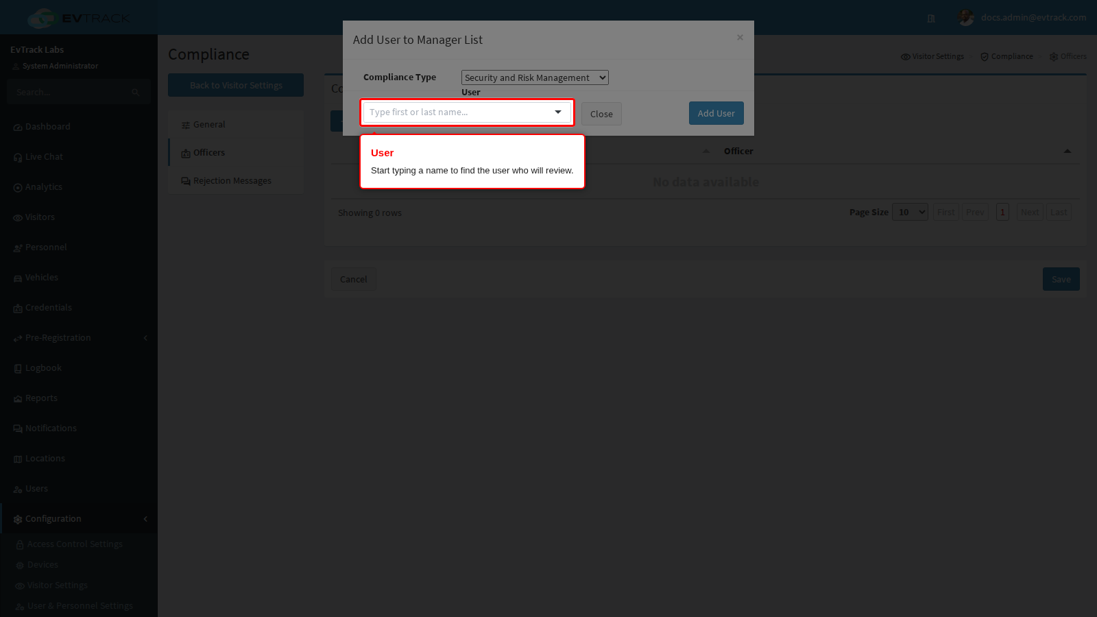 The officer user picker