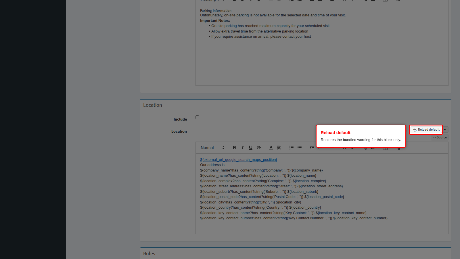 Reload default