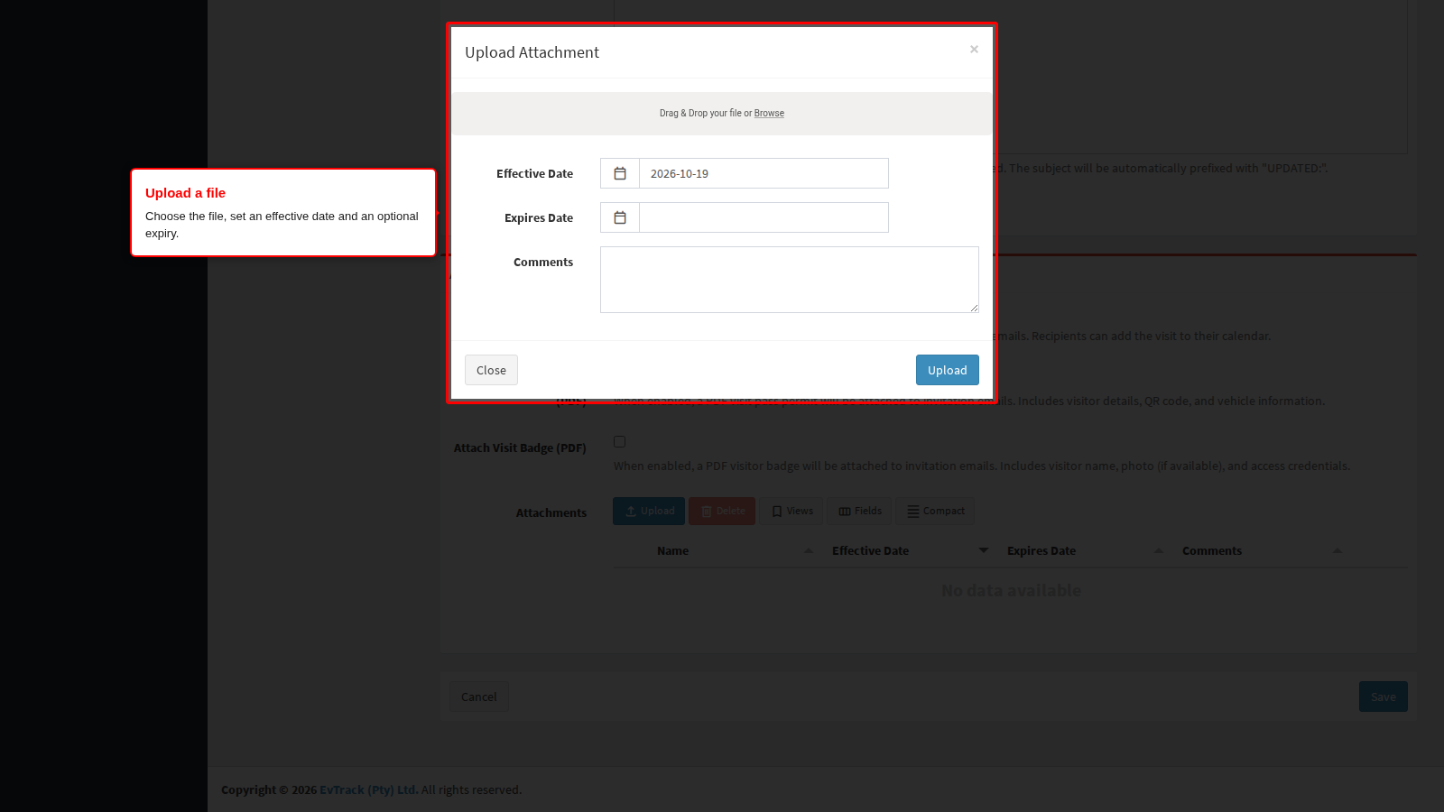 Upload an attachment