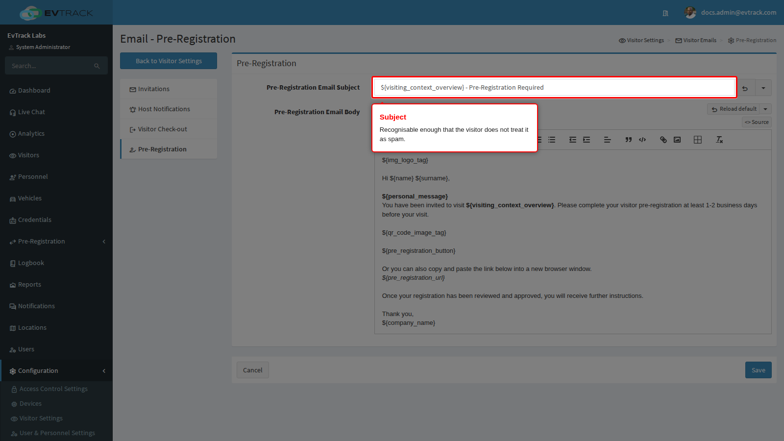 Pre-registration subject