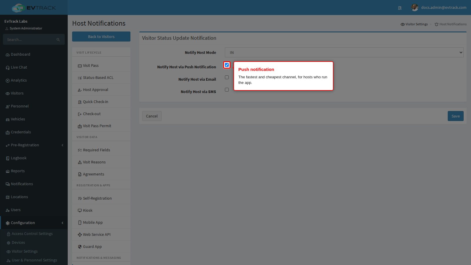 Notify Host via Push Notification