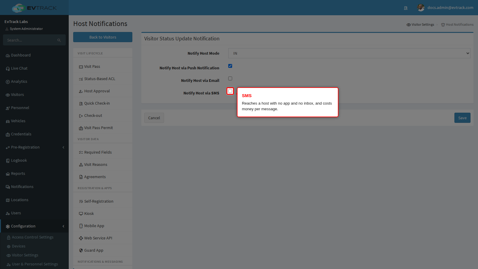 Notify Host via SMS