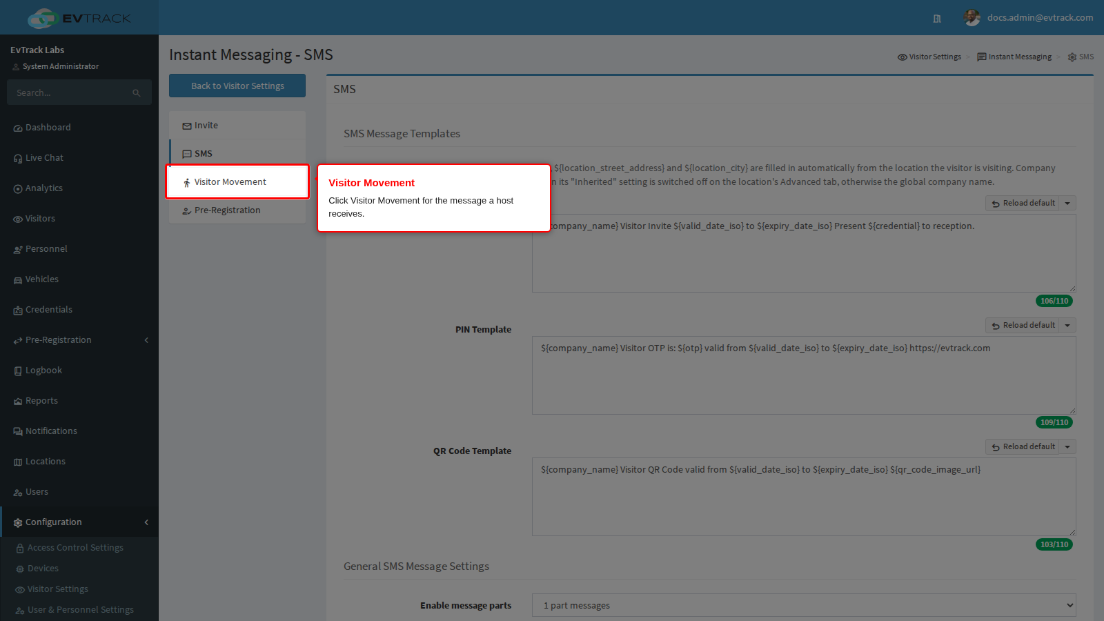 Visitor Movement in the page menu