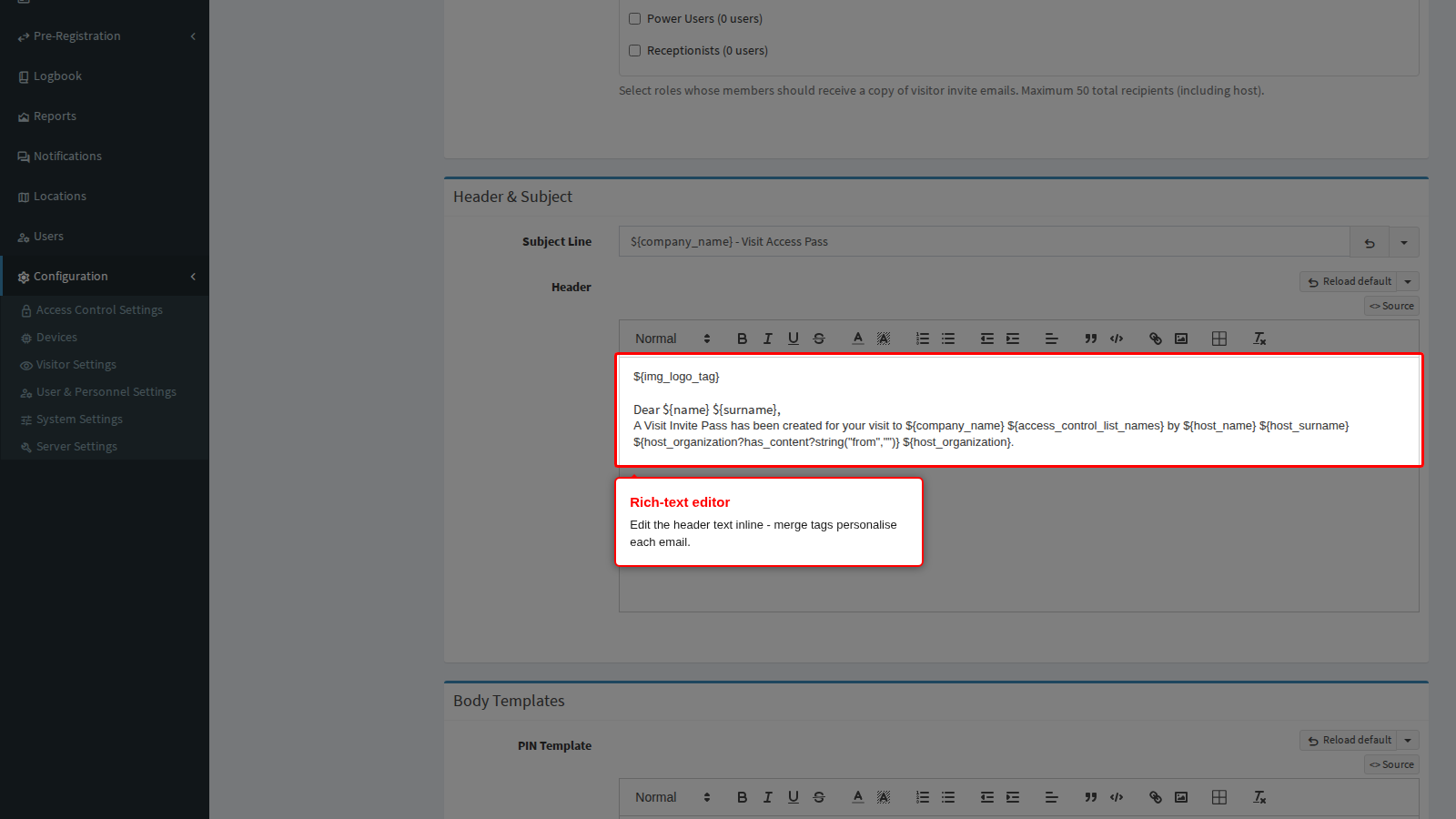 Template editors