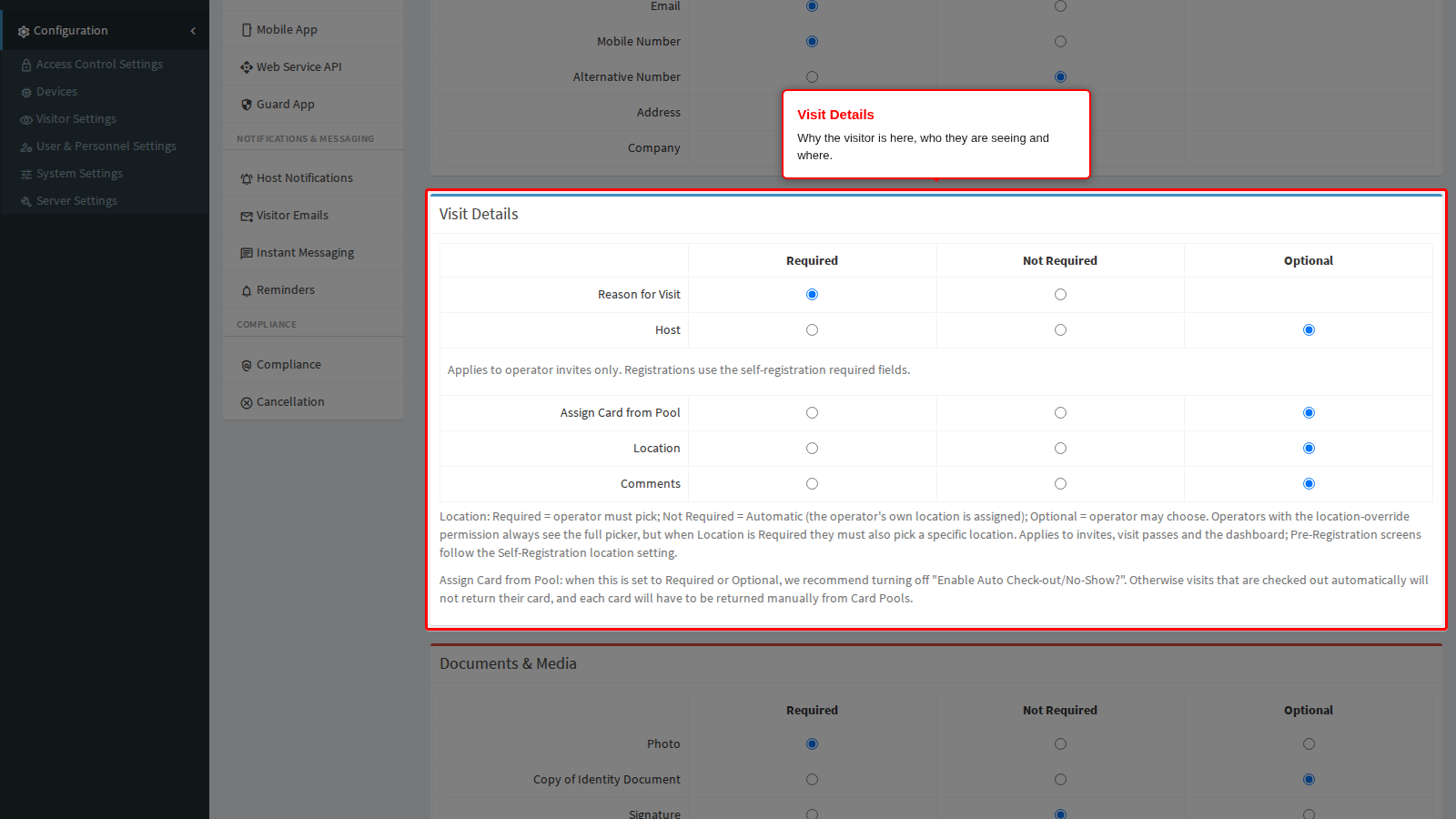 The Visit Details panel
