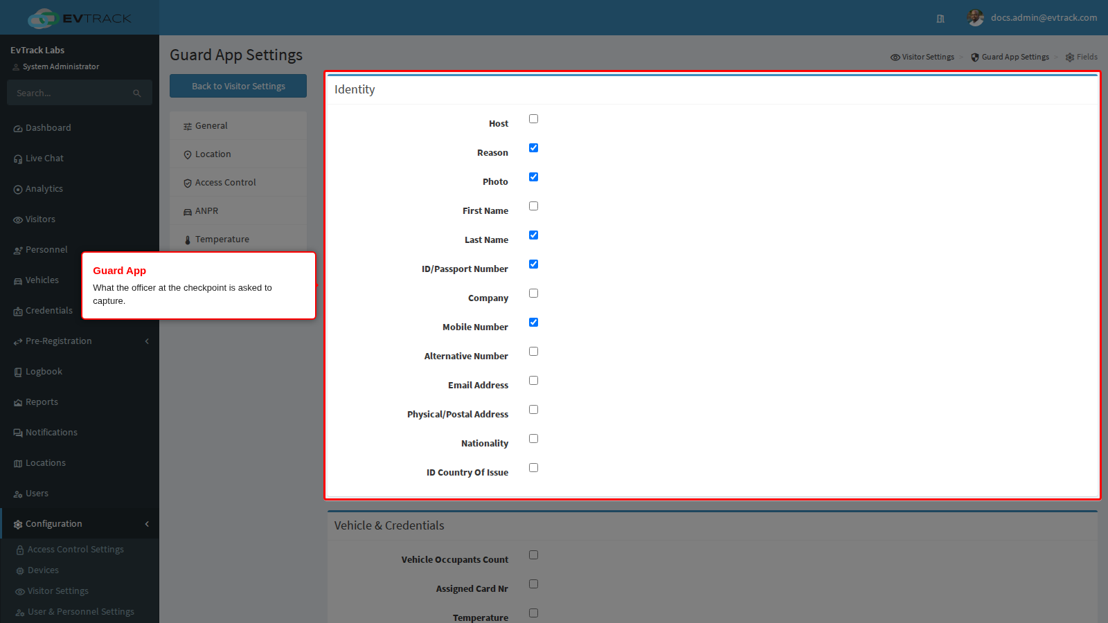 Guard app fields