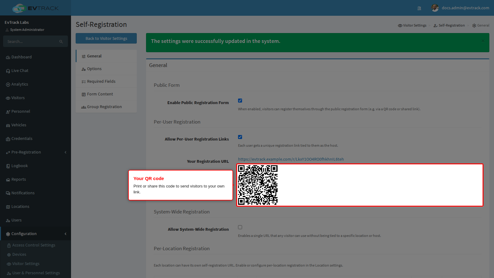 The QR code for your personal link