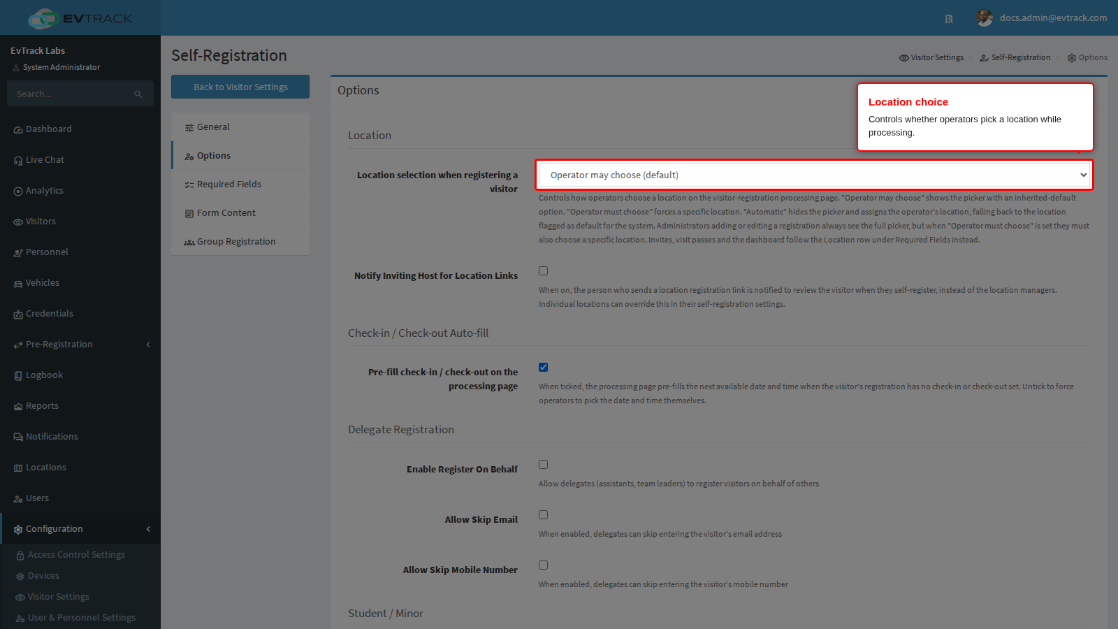 The location selection mode