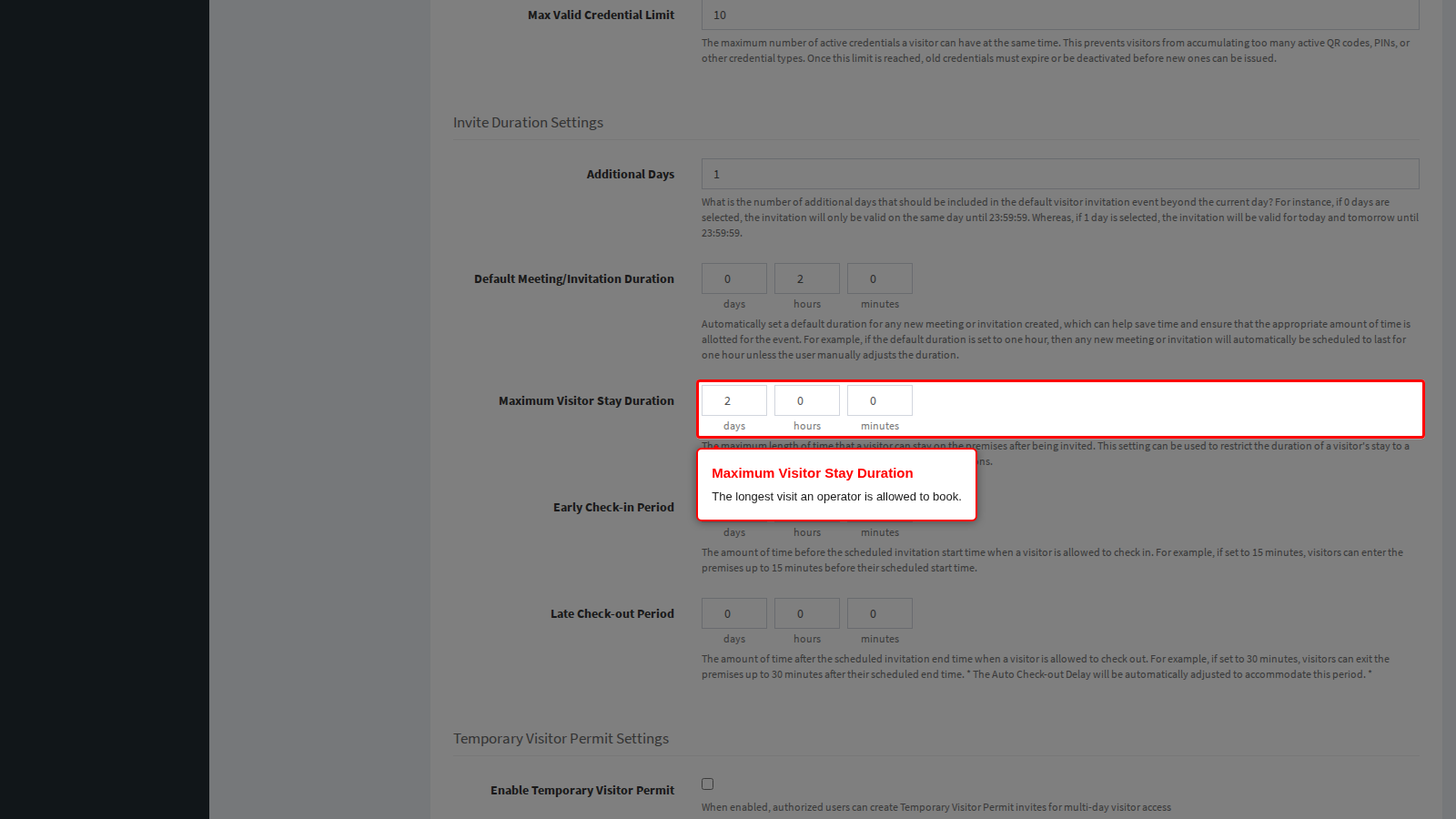 The maximum invite duration