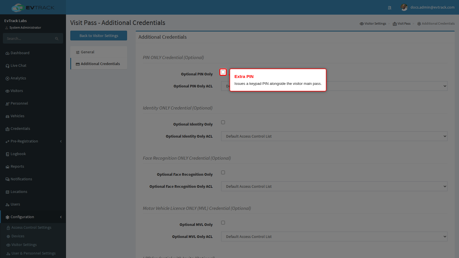 The extra PIN credential switch