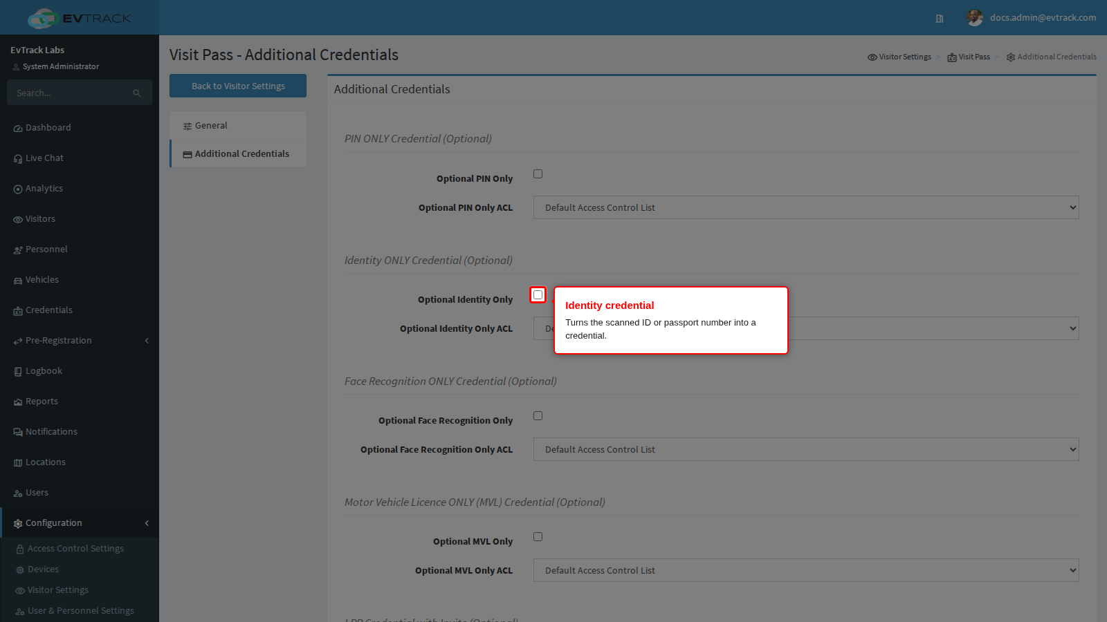 The identity credential switch