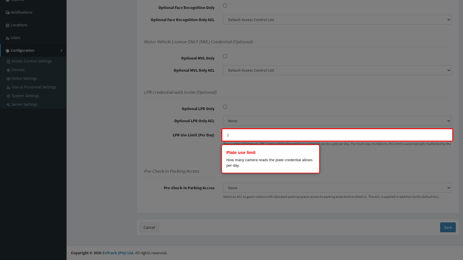 The plate credential use limit