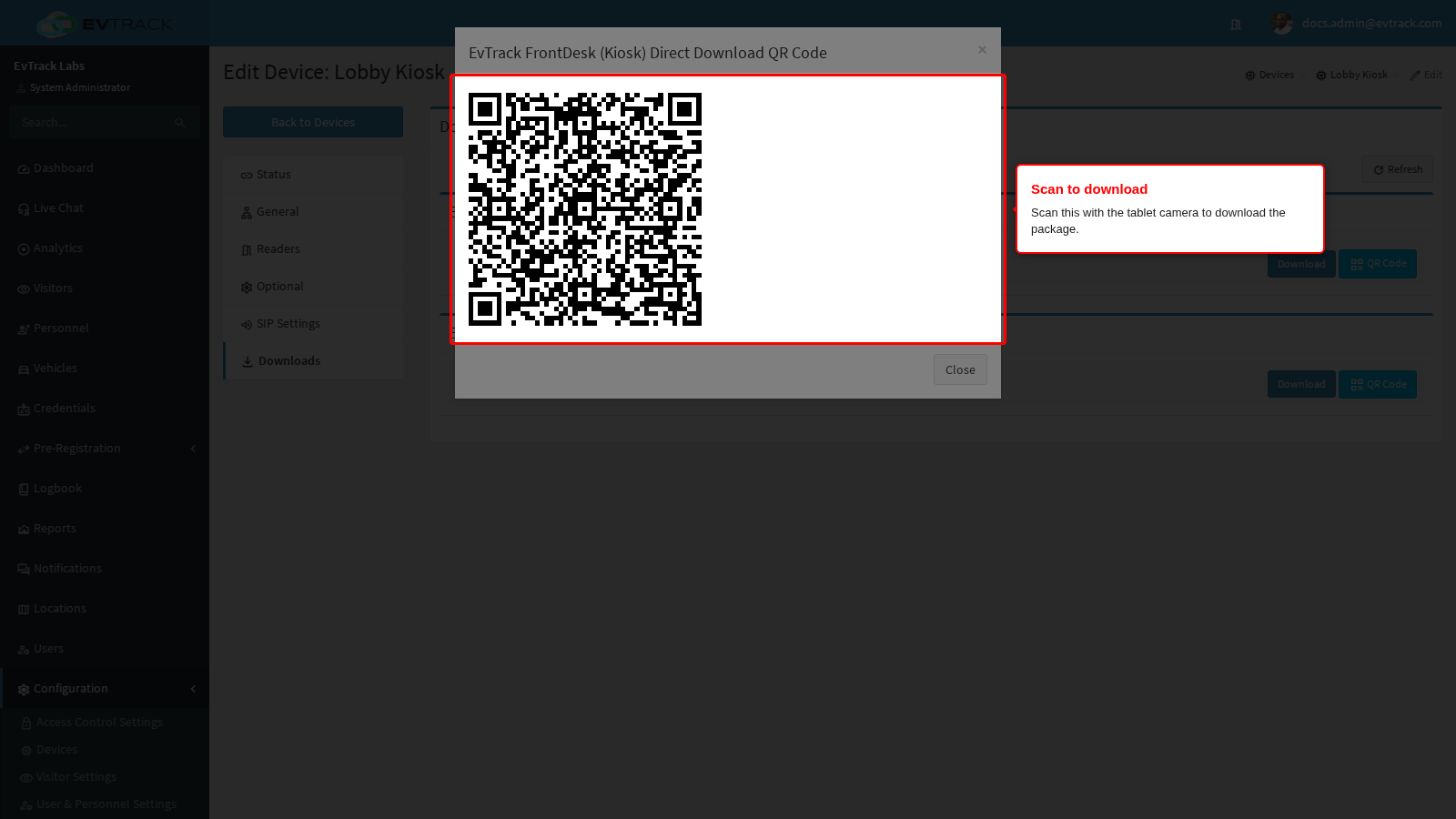 The download QR code