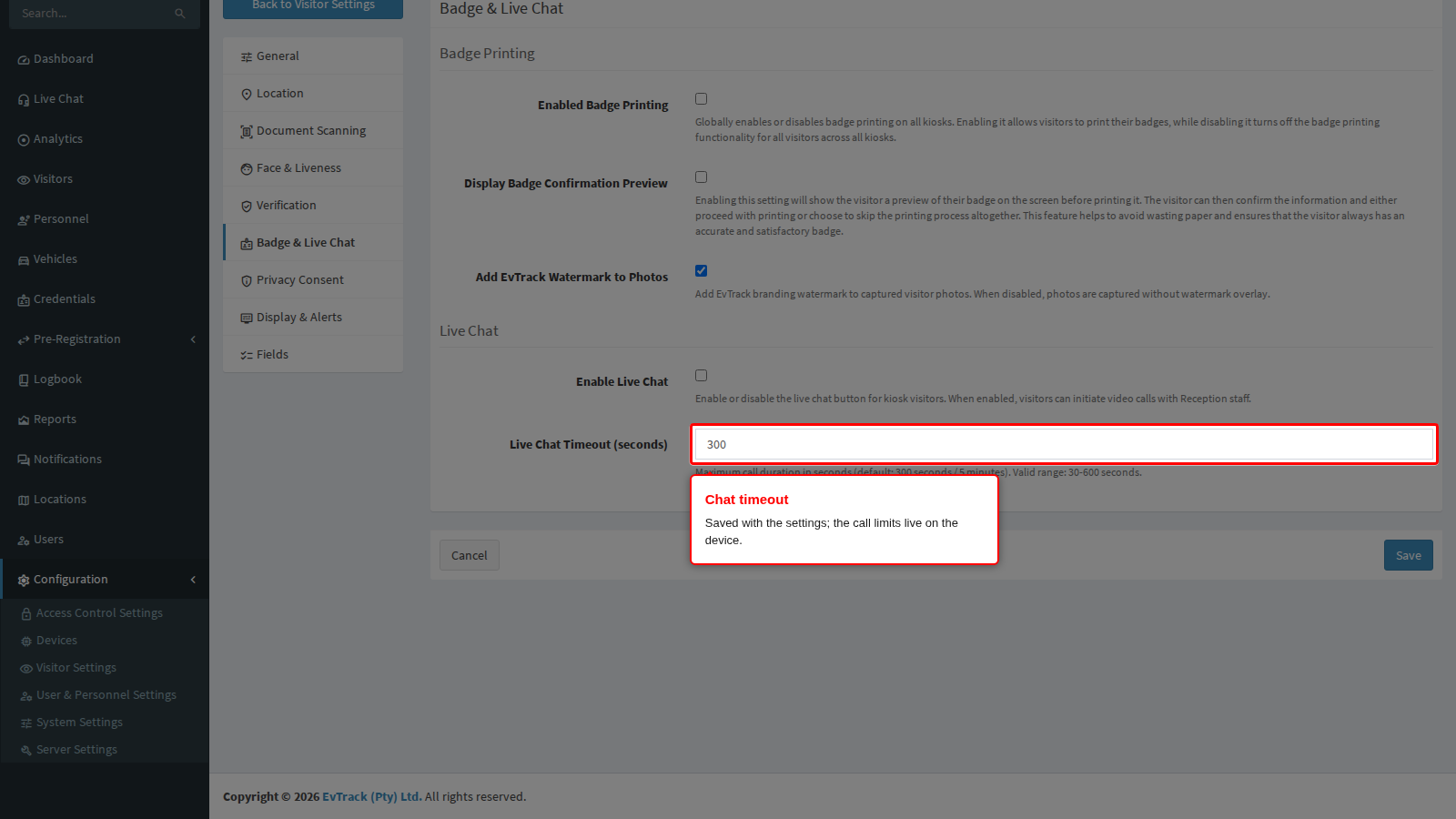 Live Chat Timeout