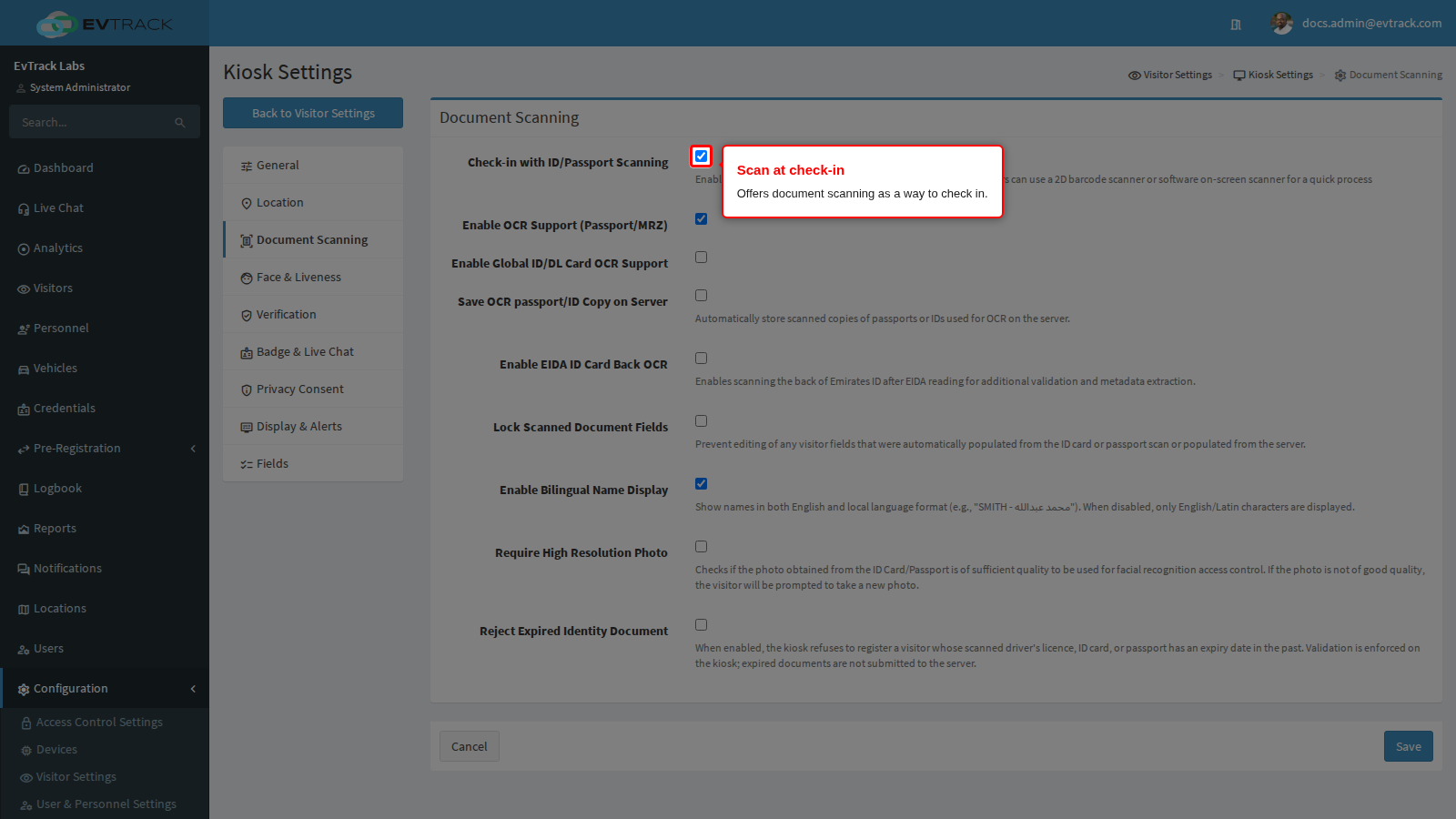 Check-in with ID/Passport Scanning