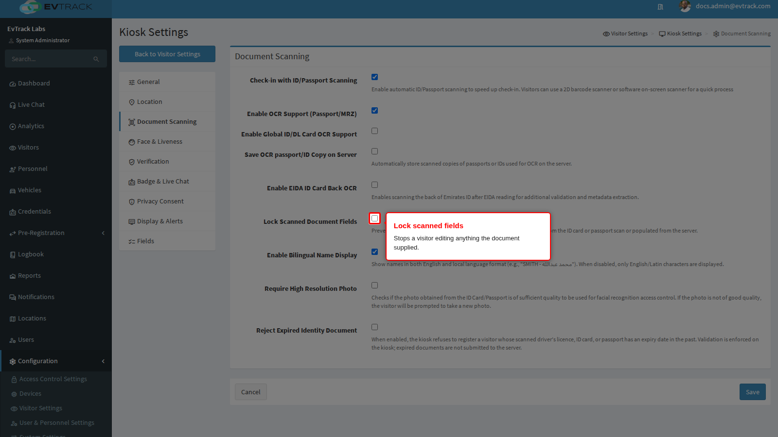 Lock Scanned Document Fields