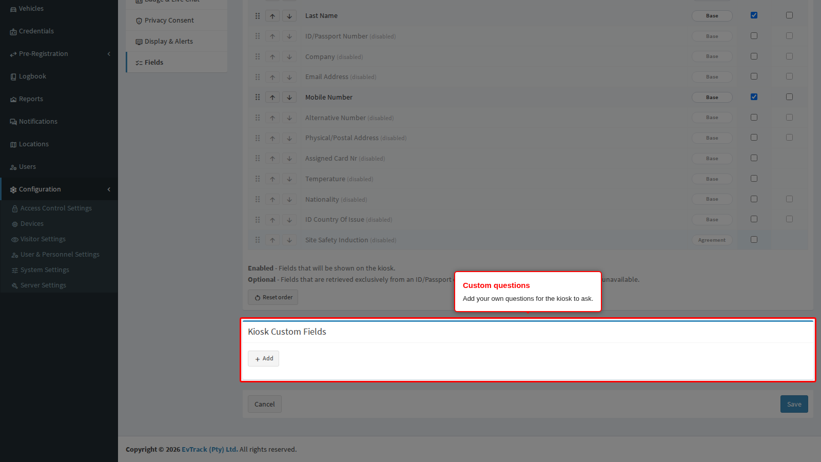 The custom questions builder