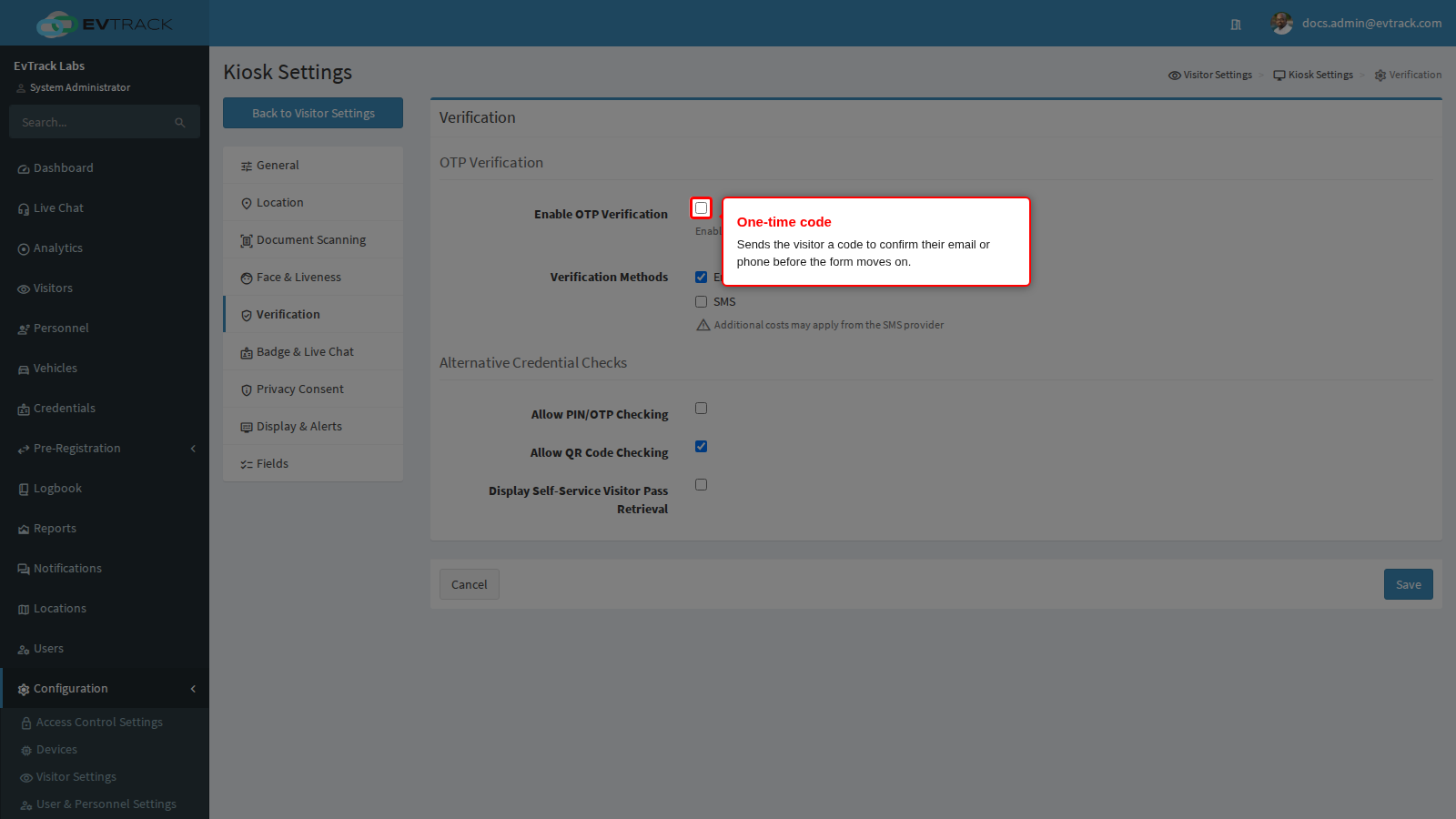 Enable OTP Verification