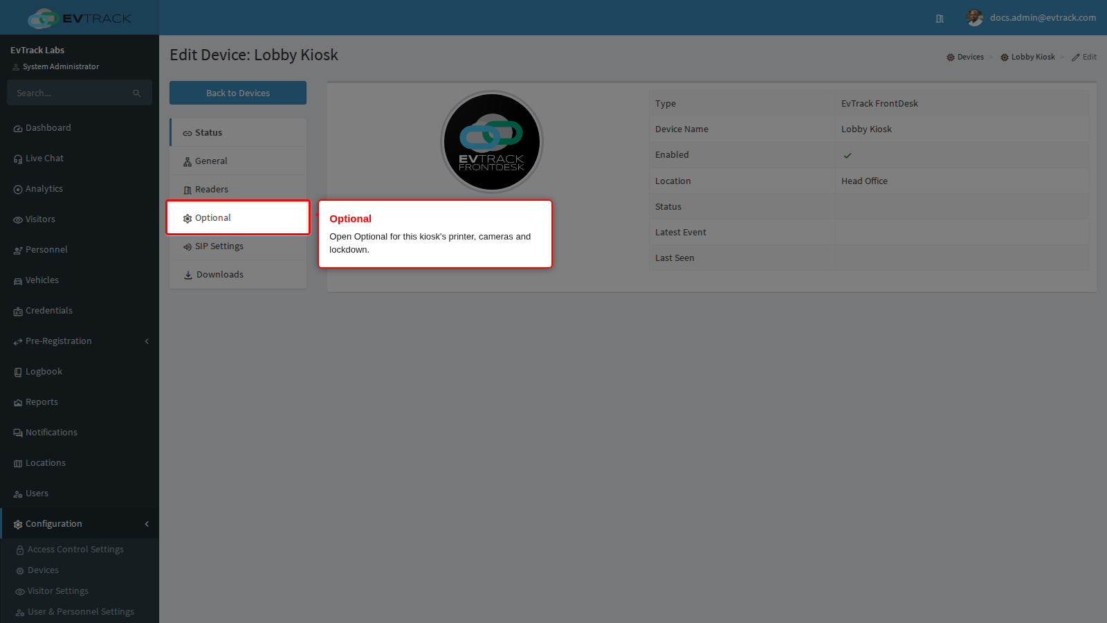 The Optional tab