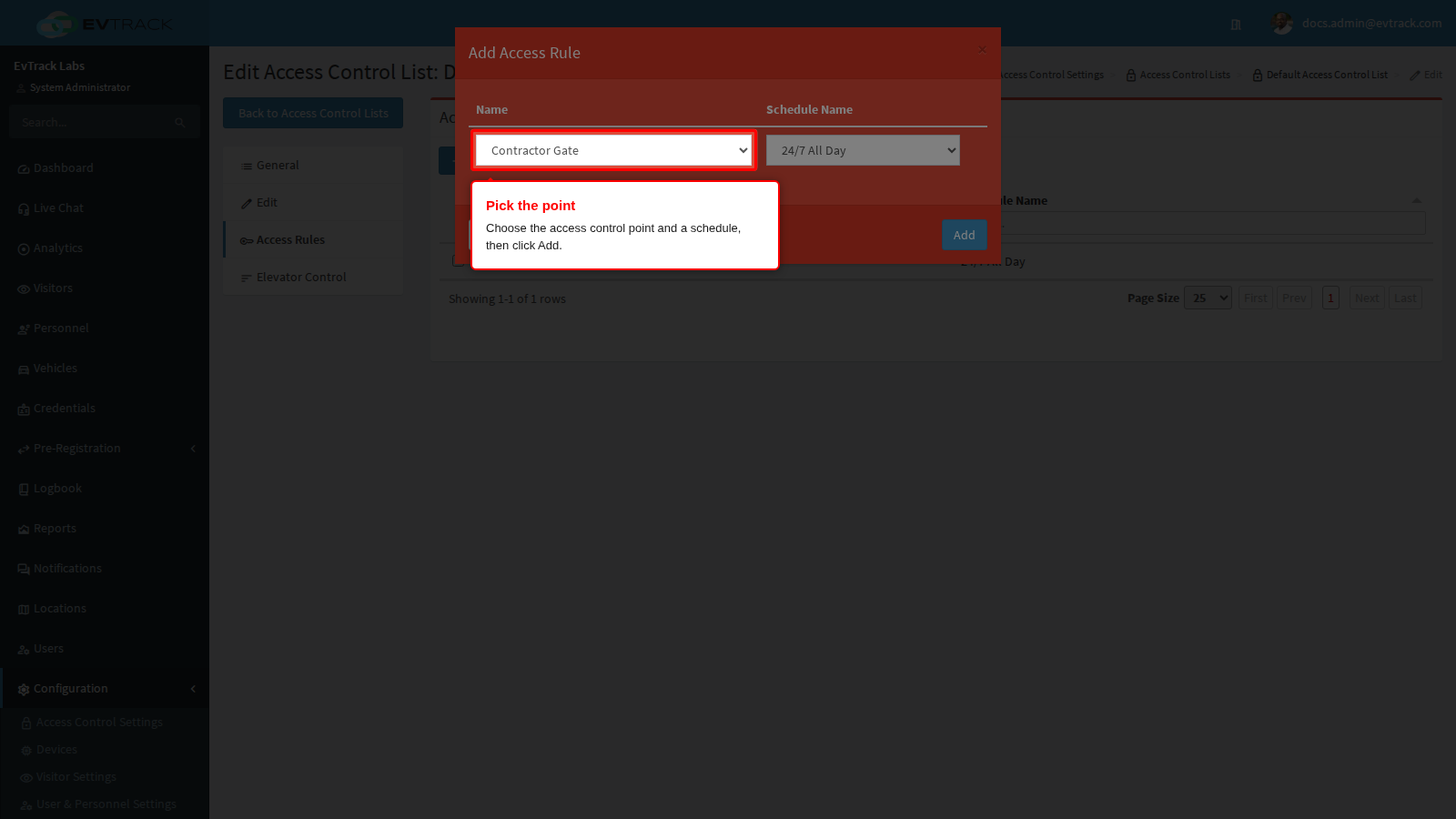 Add Access Rule dialog