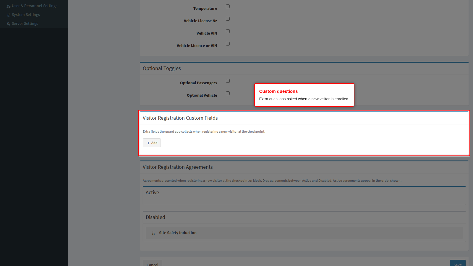 The enrolment question builder