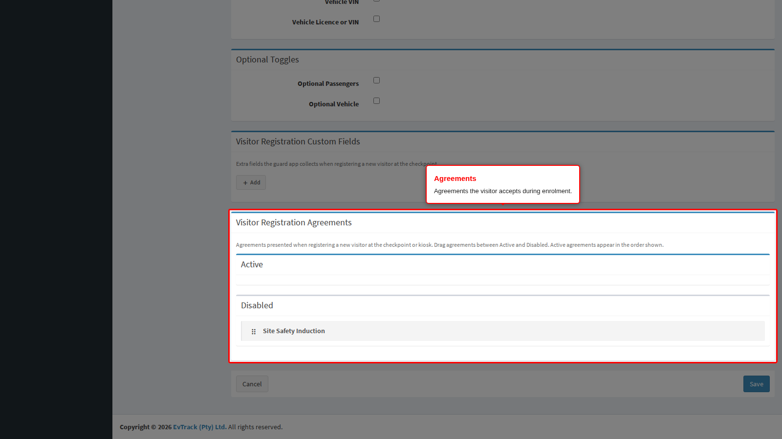 The enrolment agreements