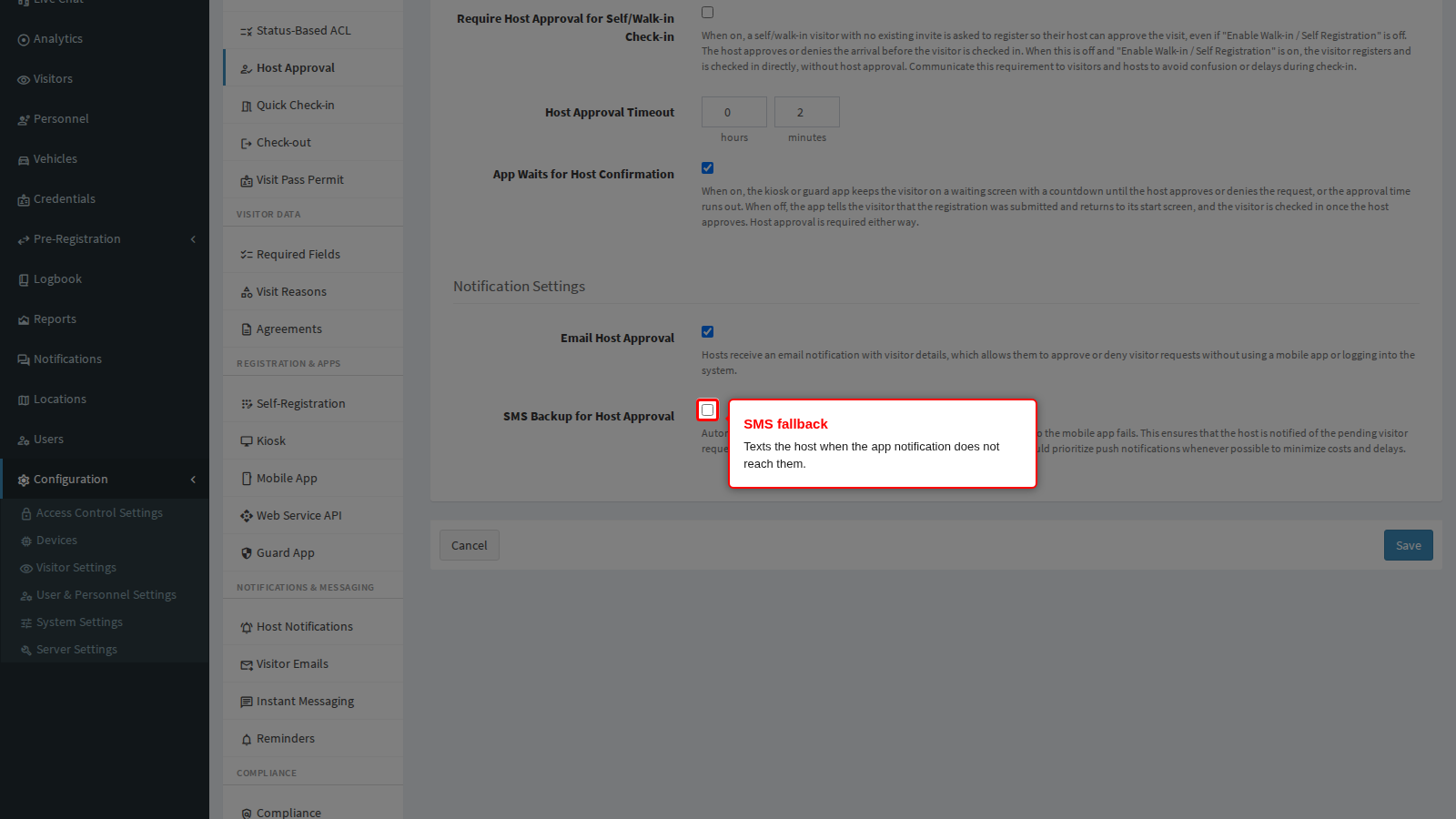 The SMS fallback for host approval