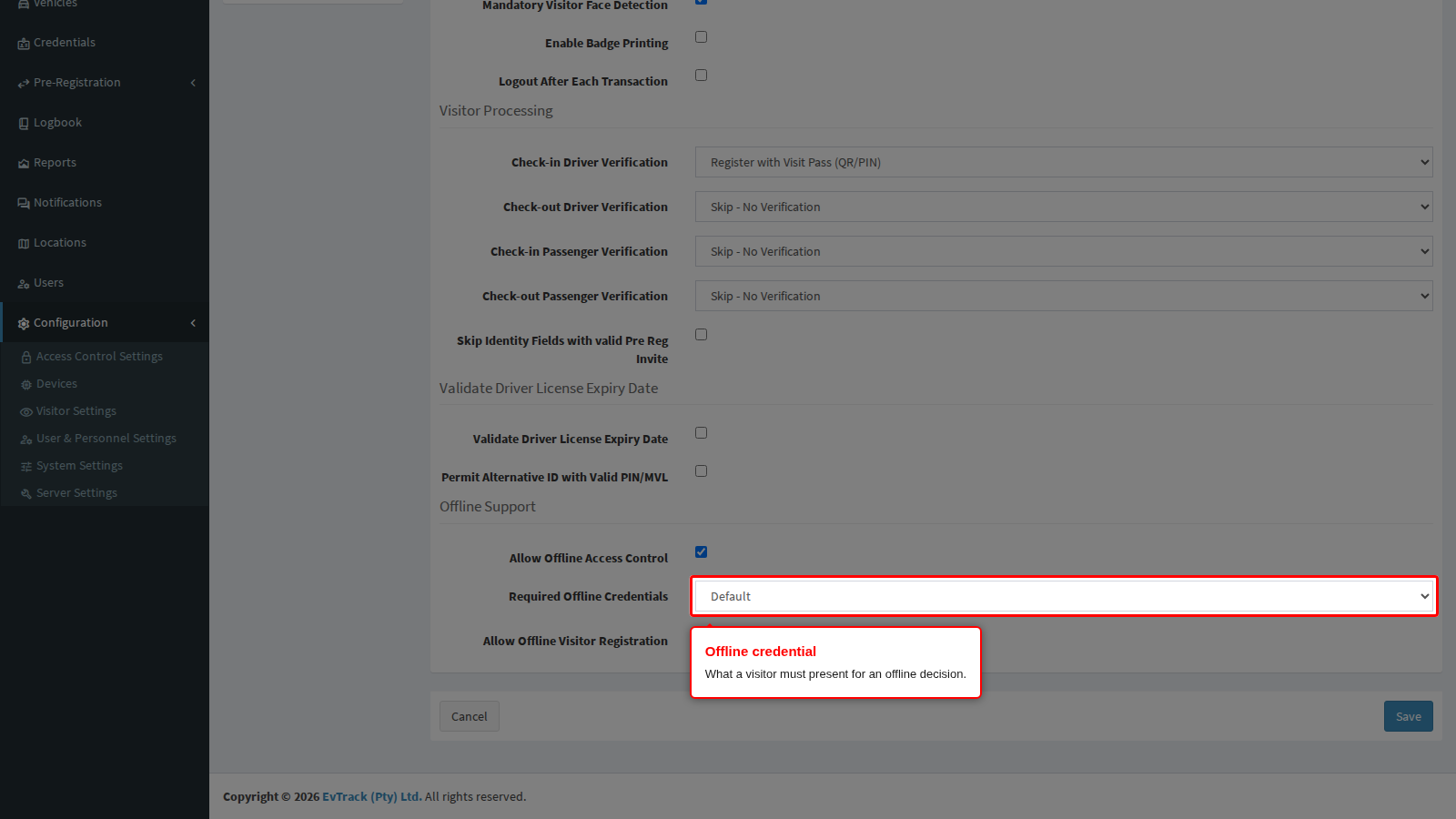 The credential required for offline decisions