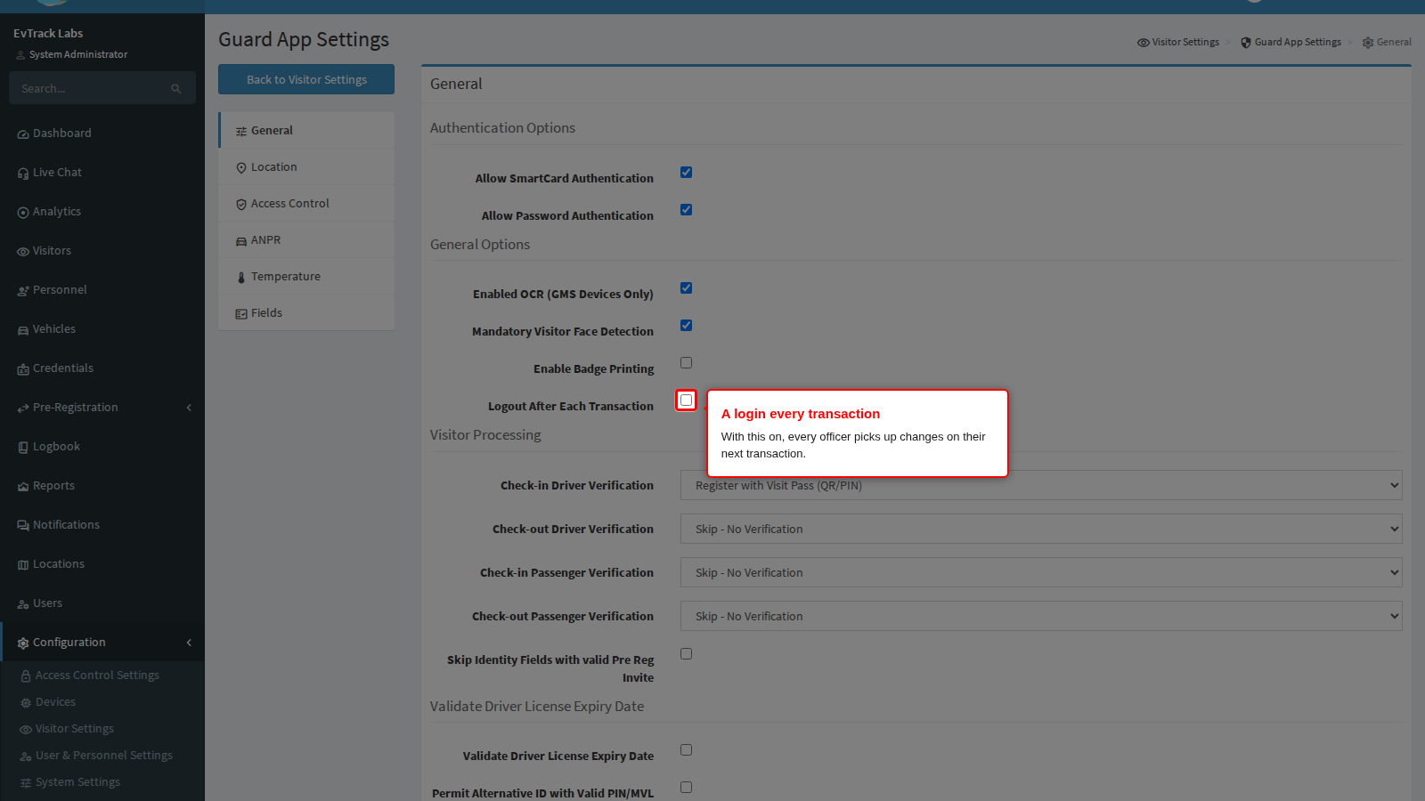 Logout After Each Transaction
