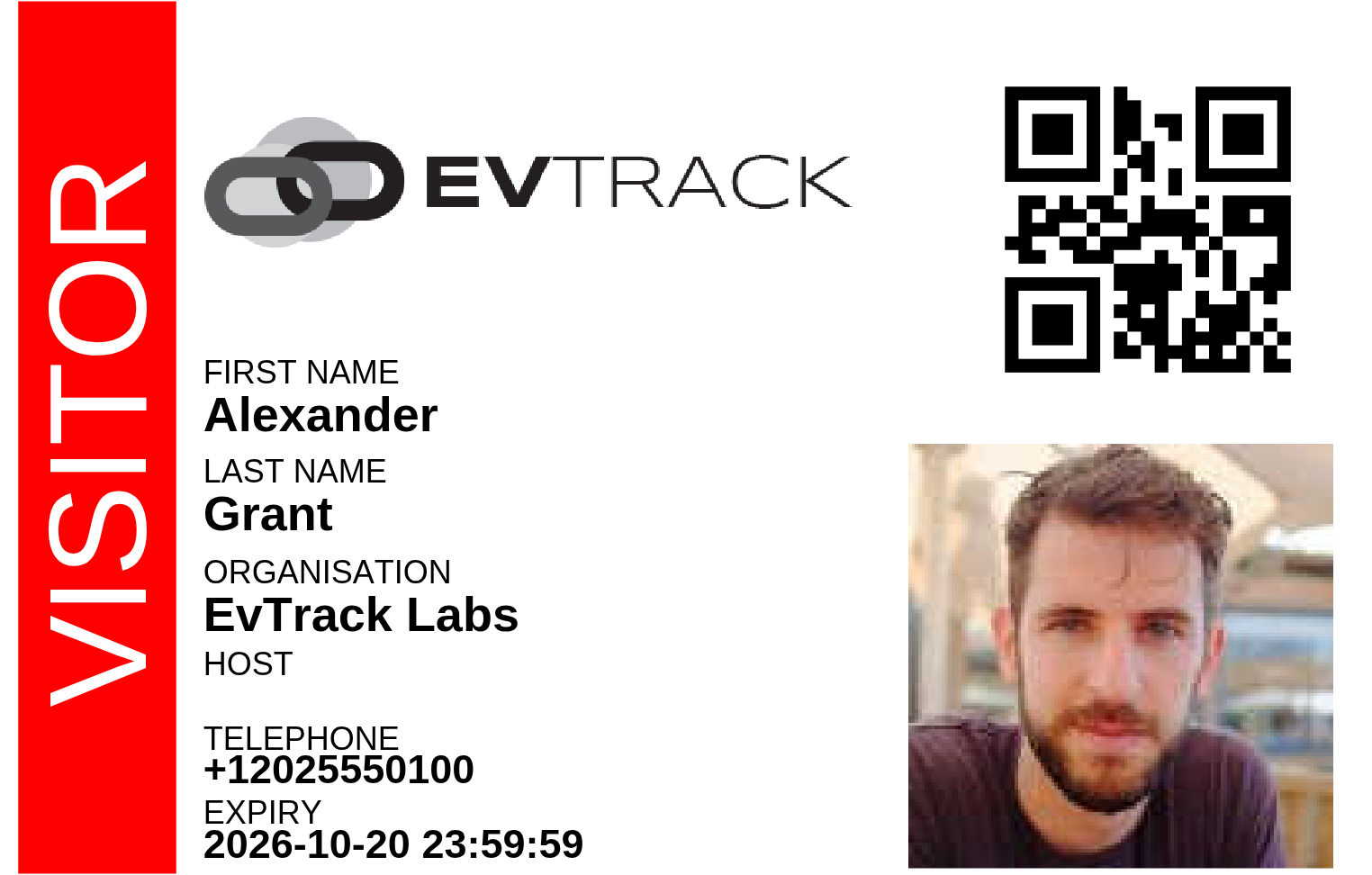 Alexander Grant's visitor badge