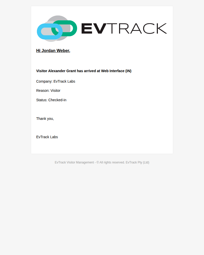 The arrival email in the host's inbox