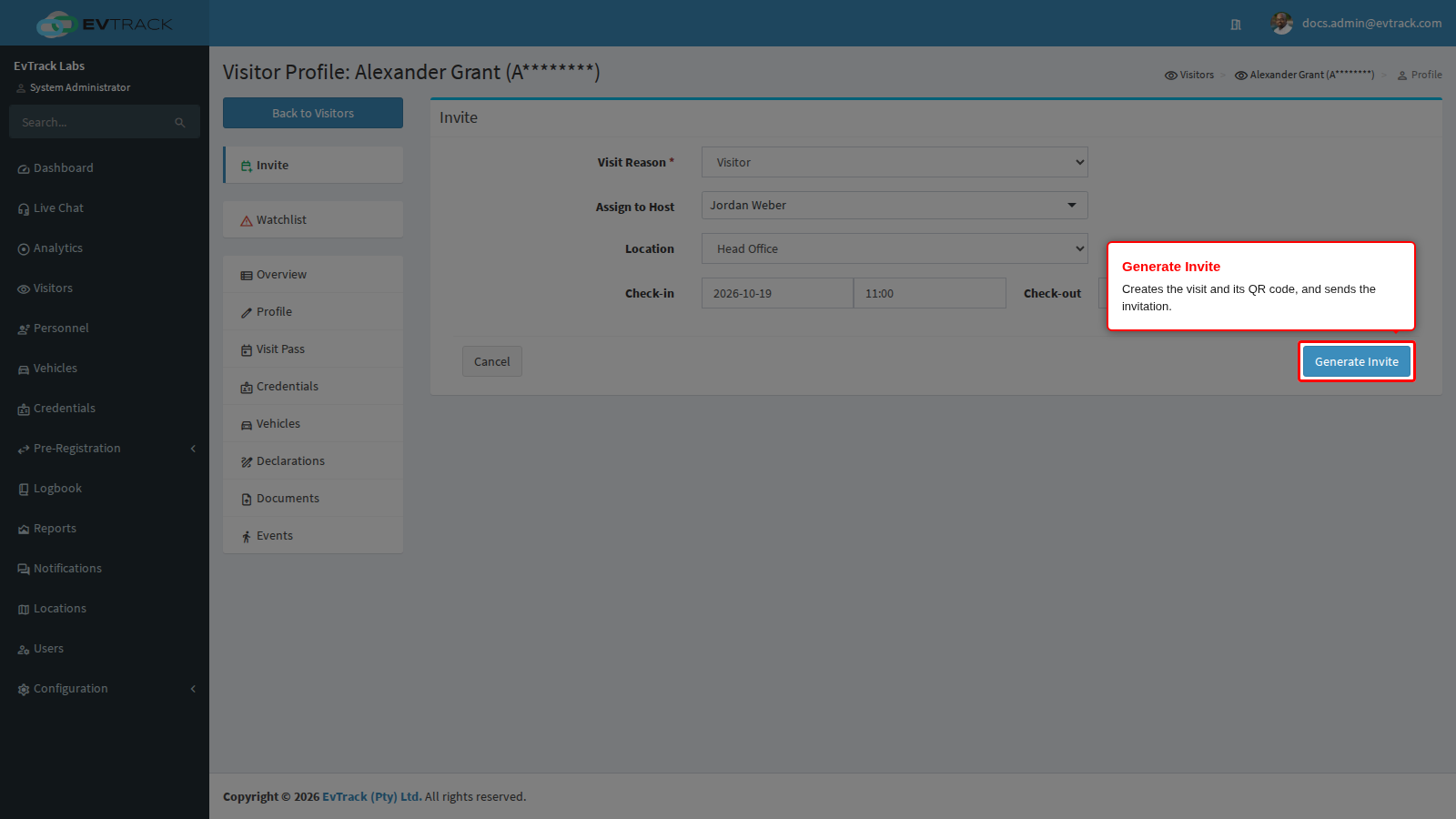 The Generate Invite button