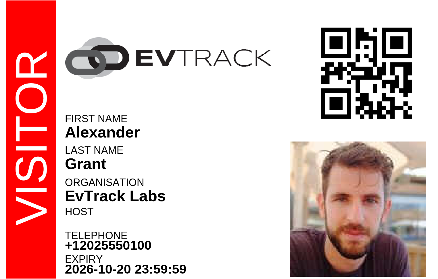 Alexander Grant's visitor badge