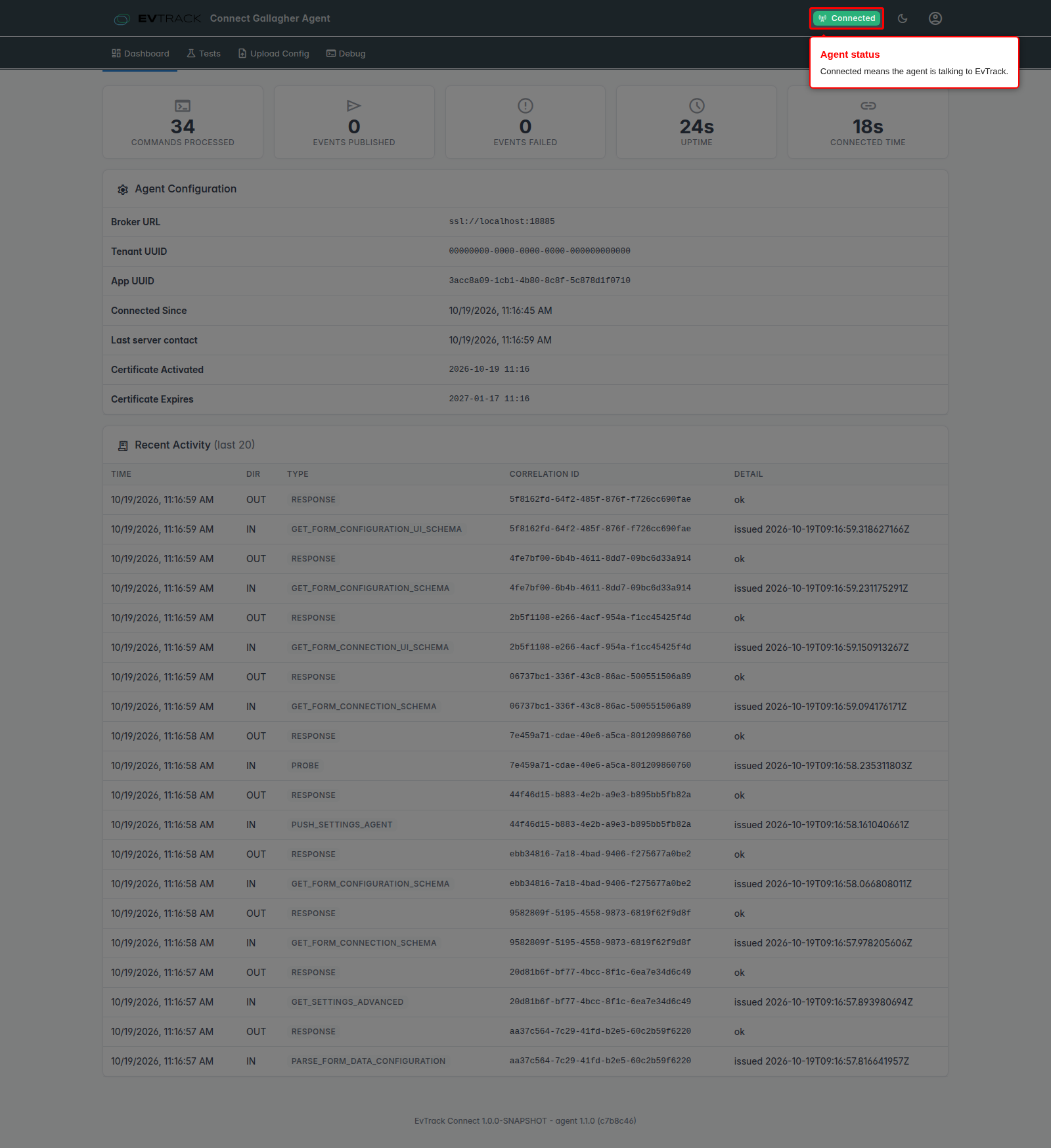 The agent dashboard