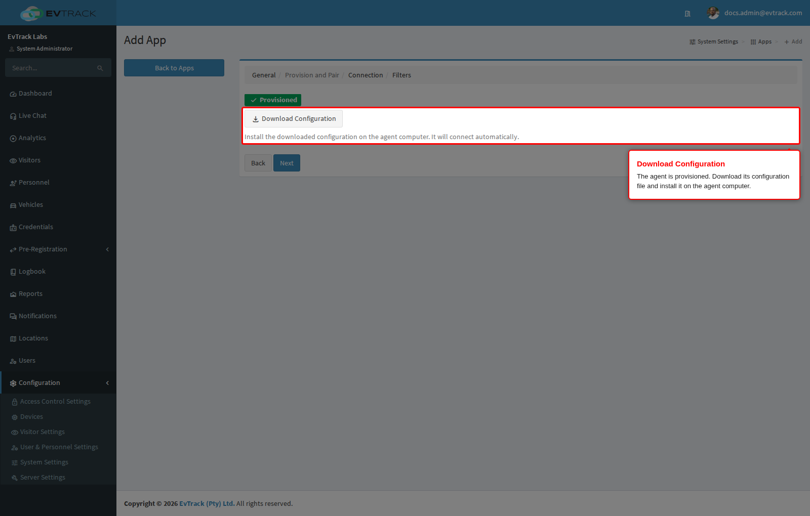 Download Configuration on the Provision and Pair step