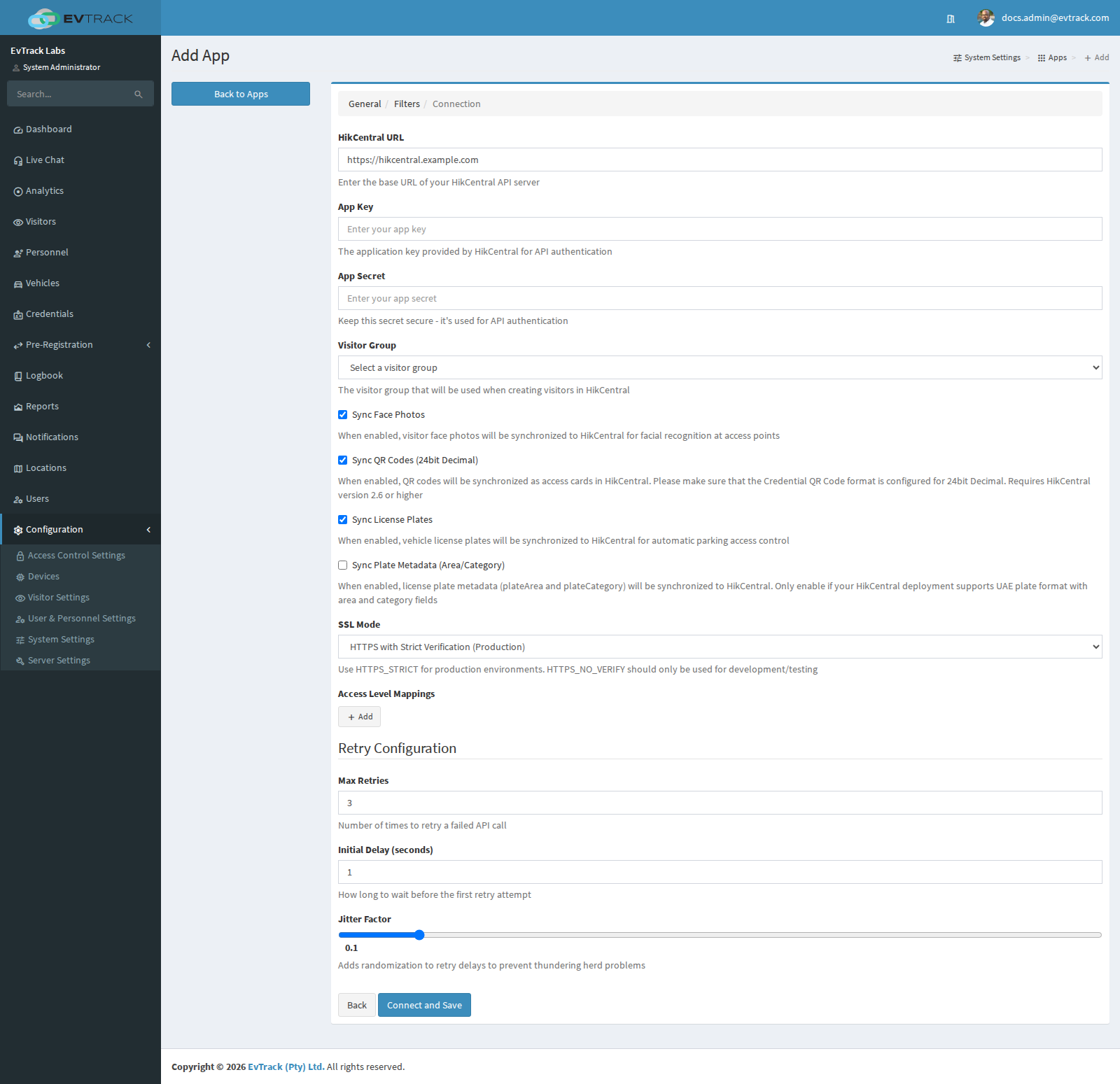 HikCentral connection settings