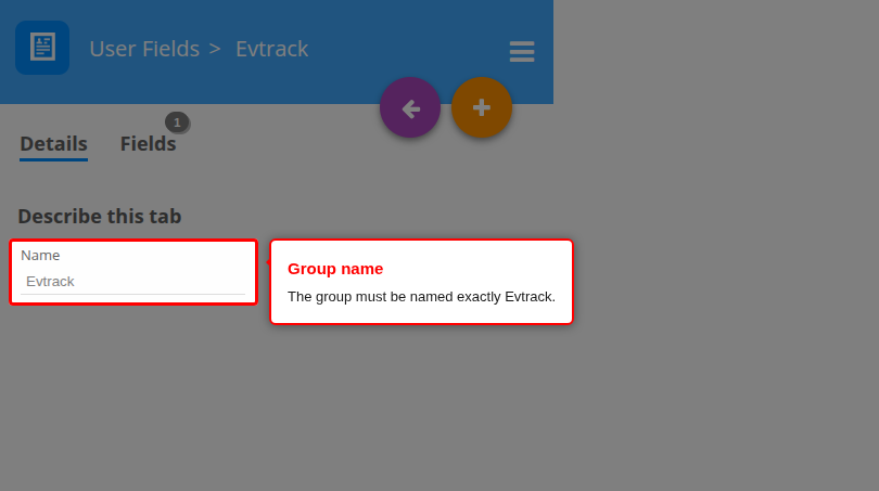 The Evtrack group's name