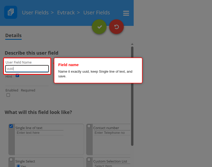 The uuid user field
