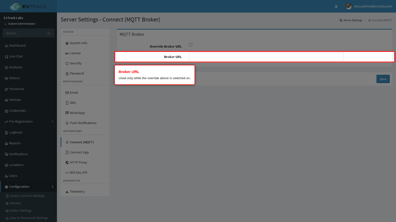 The Broker URL field