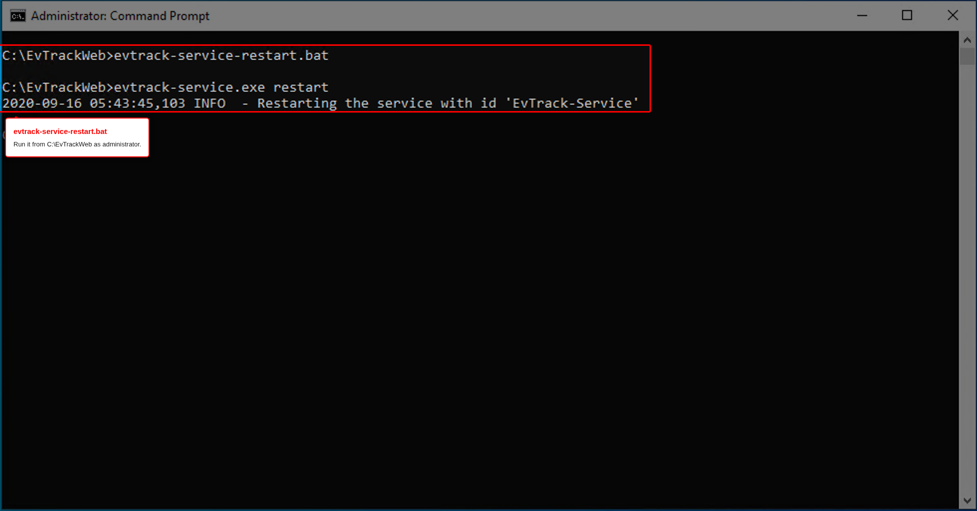 Restart from the command prompt